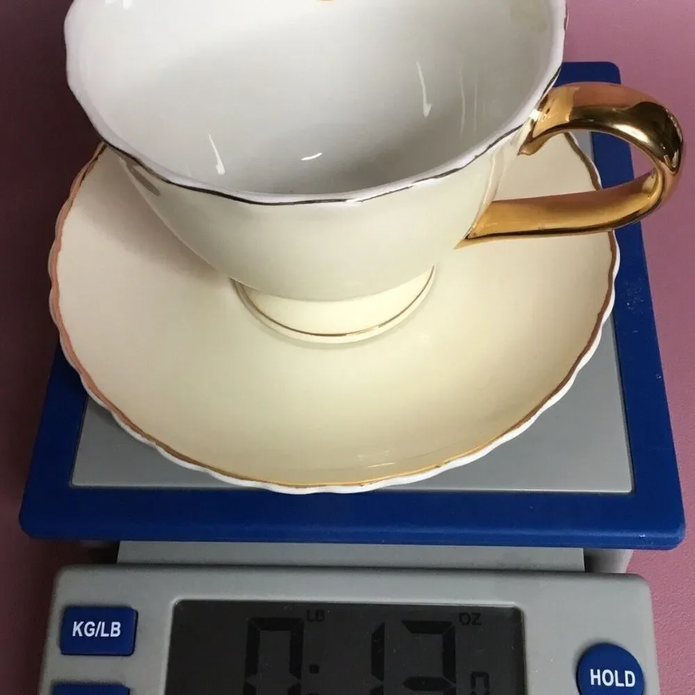 NWOB Jusalpha Light Yellow Rose Bone China Tea Coffee‎ & Saucer Cup  Set